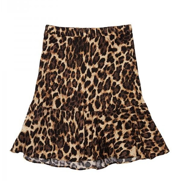New Nation LTD Claire Leopard Skirt Sateen Ruffle - Picture 3 of 8